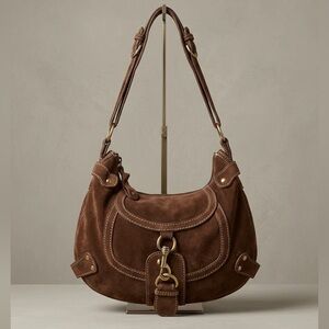 Clarks Rich Brown Suede Shoulder Bag. Genuine leather.
